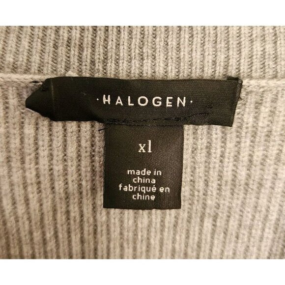 Halogen Sweater Womens XL Gray Mock Neck Ribbed Button Detail - Picture 3 of 5